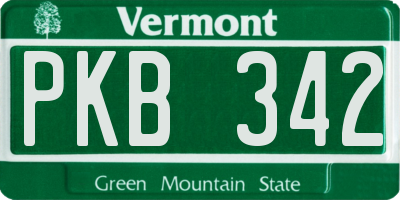 VT license plate PKB342
