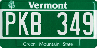 VT license plate PKB349