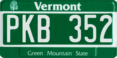 VT license plate PKB352