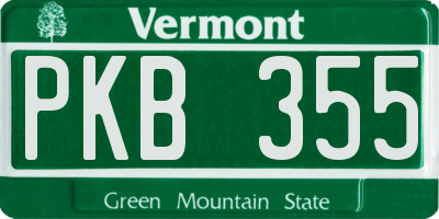 VT license plate PKB355