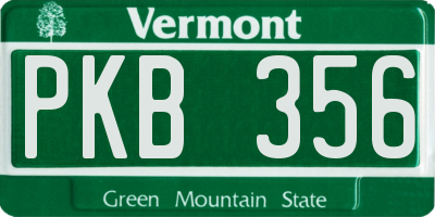 VT license plate PKB356