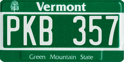 VT license plate PKB357