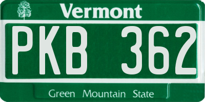 VT license plate PKB362