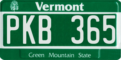 VT license plate PKB365