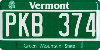 VT license plate PKB374
