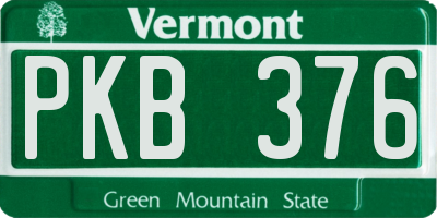 VT license plate PKB376