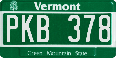 VT license plate PKB378