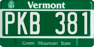VT license plate PKB381