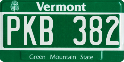 VT license plate PKB382