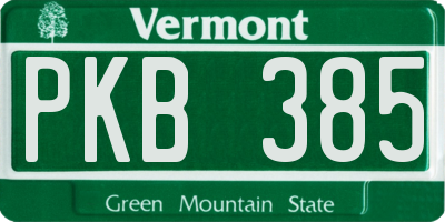 VT license plate PKB385