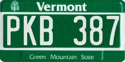VT license plate PKB387