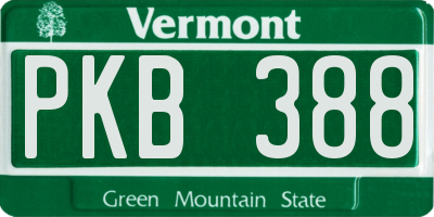 VT license plate PKB388