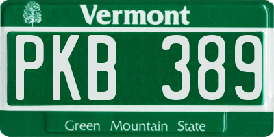 VT license plate PKB389