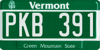 VT license plate PKB391