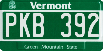 VT license plate PKB392