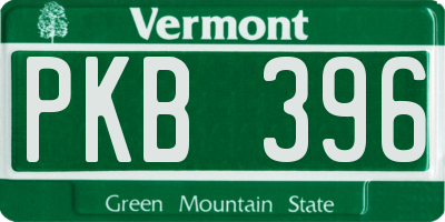 VT license plate PKB396
