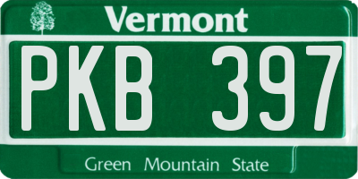 VT license plate PKB397