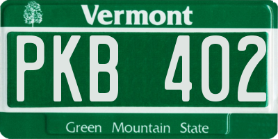 VT license plate PKB402