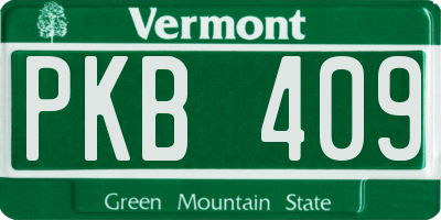 VT license plate PKB409