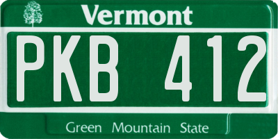 VT license plate PKB412