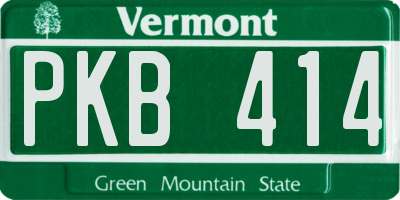 VT license plate PKB414