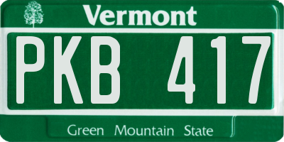 VT license plate PKB417