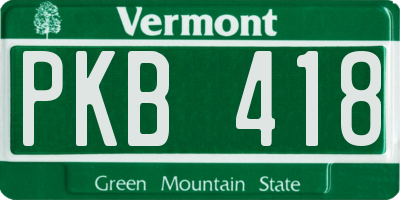 VT license plate PKB418