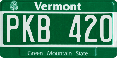 VT license plate PKB420