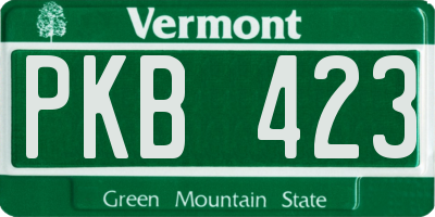 VT license plate PKB423