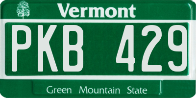VT license plate PKB429