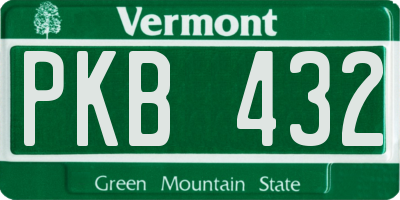 VT license plate PKB432