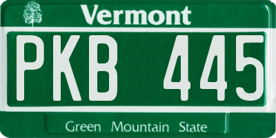 VT license plate PKB445
