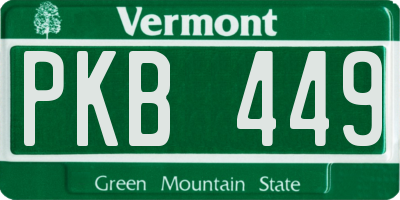 VT license plate PKB449