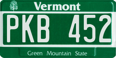 VT license plate PKB452