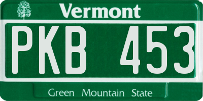 VT license plate PKB453