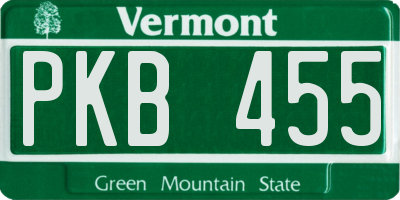 VT license plate PKB455