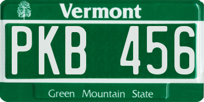 VT license plate PKB456