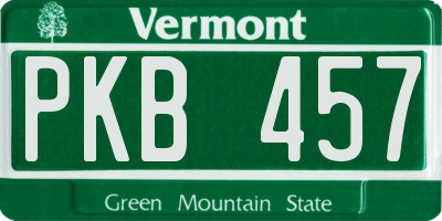 VT license plate PKB457