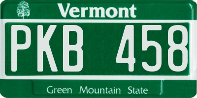VT license plate PKB458