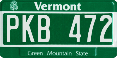 VT license plate PKB472