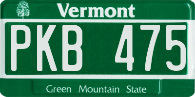 VT license plate PKB475