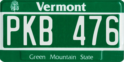 VT license plate PKB476