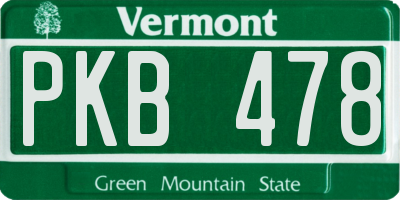 VT license plate PKB478