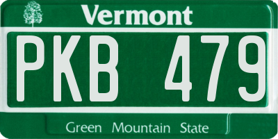VT license plate PKB479
