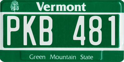 VT license plate PKB481