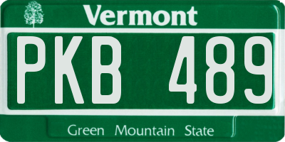 VT license plate PKB489