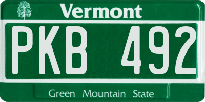 VT license plate PKB492