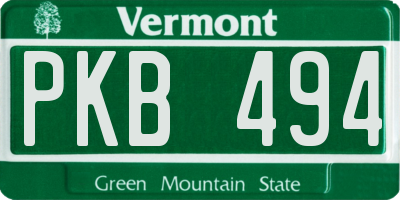 VT license plate PKB494