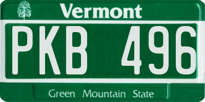VT license plate PKB496