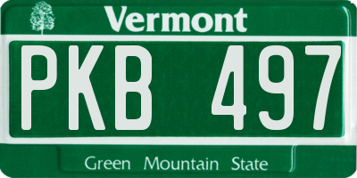 VT license plate PKB497